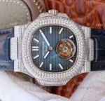 Swiss Replica Patek Philippe Nautilus Jumbo R8 Ice Out Watch Blue Dial